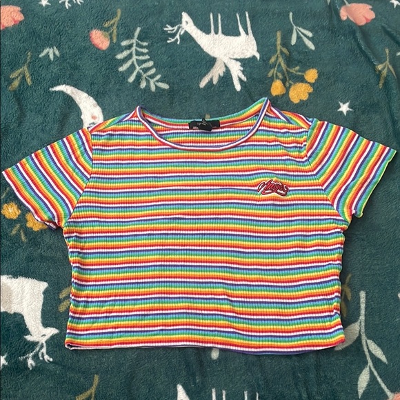 Rainbow Striped Crop Top - Picture 1 of 4